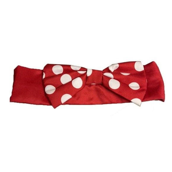 Disney Minnie Red Hair Headband Wrap with Red Polka Dot Bow - Picture 1 of 3